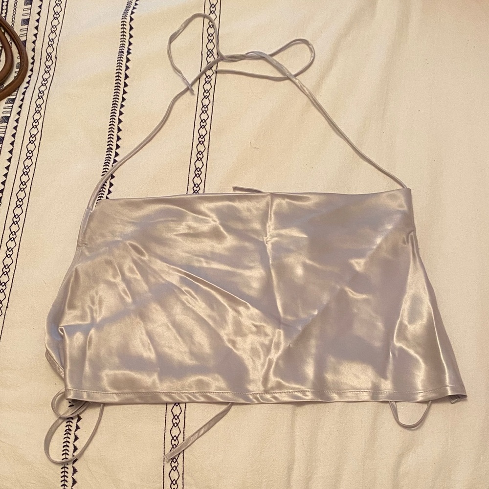 Divided Shimmering Silver Top